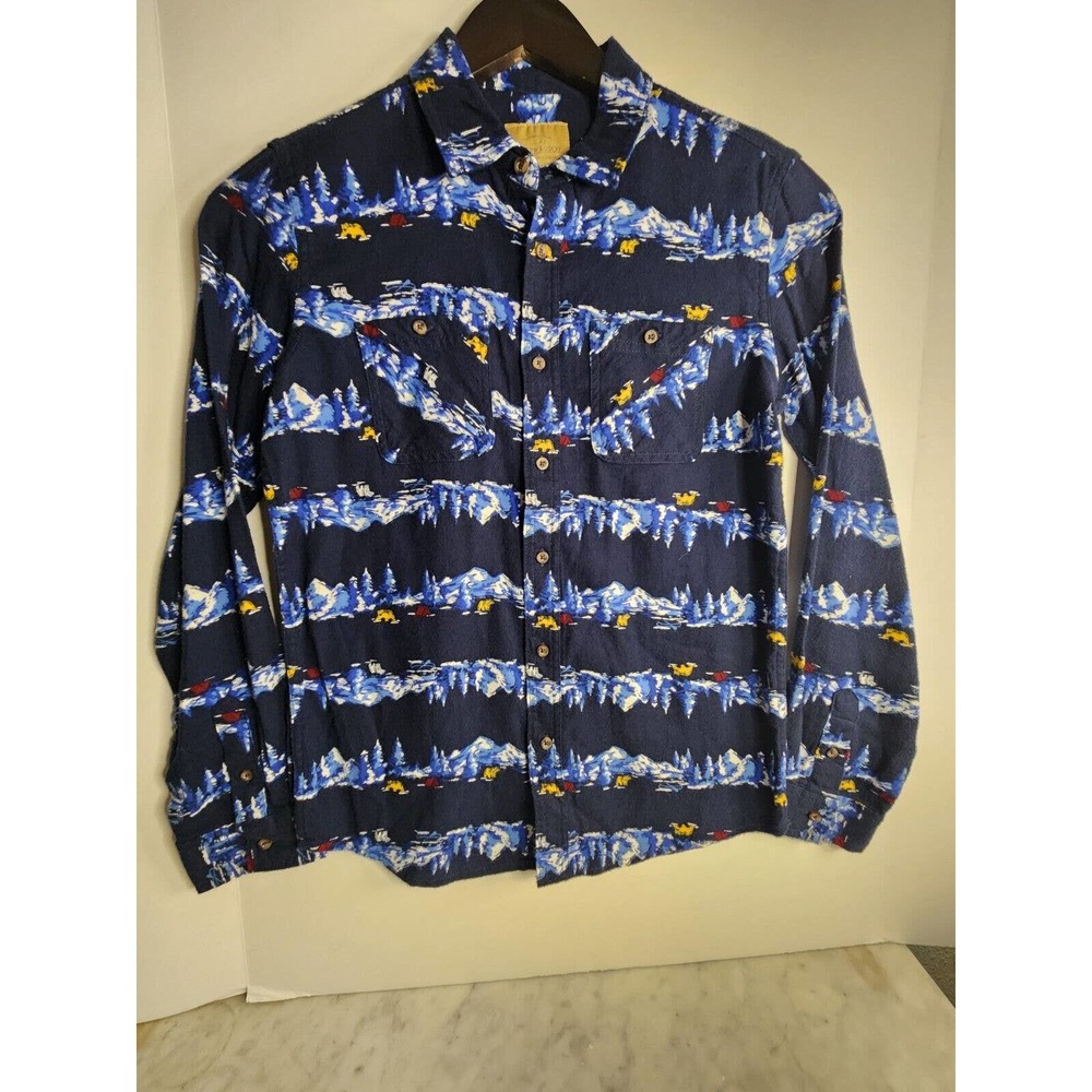 NEW Roebuck & Co Vintage Flannel Large Button Down Long Sleeve Shirt Blue Yellow
